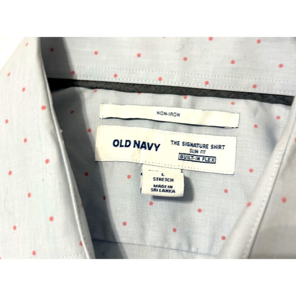 NWT Old Navy The Signature Shirt Slim Fit Purple Red Polka Dots Shirt Size L MS1 - Picture 9 of 15